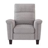 Benzara Wooden Push Back Reclining Chair with Tapered Block Feet, Gray BM222679 Gray Solid Wood and Fabric BM222679
