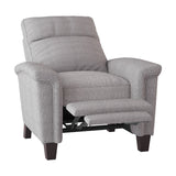 Benzara Wooden Push Back Reclining Chair with Tapered Block Feet, Gray BM222679 Gray Solid Wood and Fabric BM222679