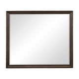 Benzara Wooden Square Mirror with Molded Details and Bevelled Edges, Brown BM222701 Brown Wood BM222701