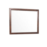 Benzara Wooden Square Mirror with Molded Details and Dual Texture, Brown BM222704 Brown Wood BM222704