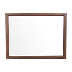 Benzara Wooden Square Mirror with Molded Details and Dual Texture, Brown BM222704 Brown Wood BM222704