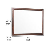 Benzara Wooden Square Mirror with Molded Details and Dual Texture, Brown BM222704 Brown Wood BM222704