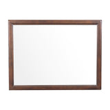 Benzara Wooden Square Mirror with Molded Details and Dual Texture, Brown BM222704 Brown Wood BM222704