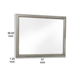 Benzara Wooden Square Mirror with Molded Details and Dual Texture, Gray BM222706 Gray Wood BM222706