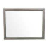 Benzara Wooden Square Mirror with Molded Details and Dual Texture, Gray BM222706 Gray Wood BM222706