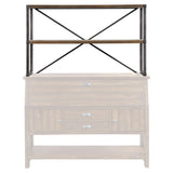 Benzara Wooden Bakers Rack with Studded Nailhead and Open Shelf, Brown BM222712 Brown Wood and Metal BM222712