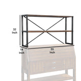 Benzara Wooden Bakers Rack with Studded Nailhead and Open Shelf, Brown BM222712 Brown Wood and Metal BM222712