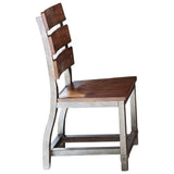 Benzara Wooden Side Chair with Metal Block Legs and Curved Back, Brown BM222717 Brown Wood and Metal BM222717