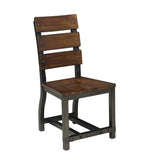 Benzara Wooden Side Chair with Metal Block Legs and Curved Back, Brown BM222717 Brown Wood and Metal BM222717