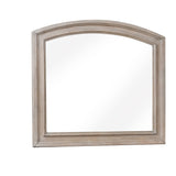 Benzara Wooden Mirror with Natural Grain Texture Finish and Curved Top, Gray BM222719 Gray Wood BM222719