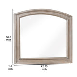 Benzara Wooden Mirror with Natural Grain Texture Finish and Curved Top, Gray BM222719 Gray Wood BM222719