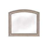 Benzara Wooden Mirror with Natural Grain Texture Finish and Curved Top, Gray BM222719 Gray Wood BM222719