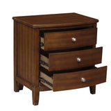 Benzara Wooden Nightstand with 3 Spacious Drawers and Knobs, Brown BM222724 Brown Wood BM222724