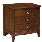 Benzara Wooden Nightstand with 3 Spacious Drawers and Knobs, Brown BM222724 Brown Wood BM222724