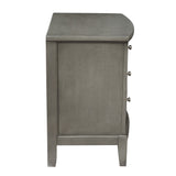 Benzara Wooden Nightstand with 3 Spacious Drawers and Knobs, Gray BM222726 Gray Wood BM222726