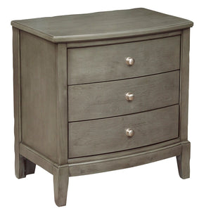 Benzara Wooden Nightstand with 3 Spacious Drawers and Knobs, Gray BM222726 Gray Wood BM222726