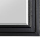 Benzara Wooden Mirror with Raised Edges and Curved Top, Black BM222732 Black Wood BM222732