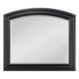 Benzara Wooden Mirror with Raised Edges and Curved Top, Black BM222732 Black Wood BM222732