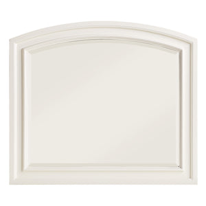 Benzara Wooden Mirror with Raised Edges and Curved Top, White BM222734 White Wood BM222734