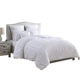 Benzara Hamburg 7 Piece Queen Size Comforter Set with Textured Details The Urban Port, White BM222816 White Fabric BM222816