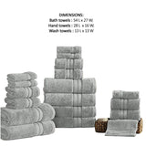 Benzara Bergamo 18 Piece Spun loft Towel Set with Striped Pattern The Urban Port, Gray BM222880 Gray Fabric BM222880