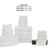 Benzara Bergamo 18 Piece Spun loft Towel Set with Striped Pattern The Urban Port, White BM222881 White Fabric BM222881