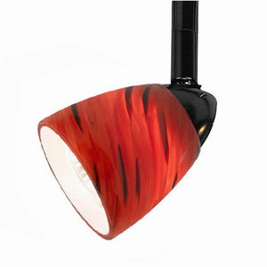 Benzara 50 Watt Track Fixture with Handblown Glass Shade, Black and Red BM223031 Black and Red Metal and Glass BM223031