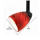 Benzara 50 Watt Track Fixture with Handblown Glass Shade, Black and Red BM223031 Black and Red Metal and Glass BM223031