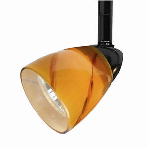 Benzara 50 Watt Track Fixture with Handblown Glass Shade, Black and Orange BM223032 Black and Orange Metal and Glass BM223032