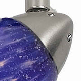 Benzara 50 Watt Track Fixture with Handblown Glass Shade, Silver and Blue BM223034 Silver and Blue Metal and Glass BM223034