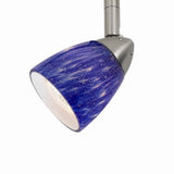 Benzara 50 Watt Track Fixture with Handblown Glass Shade, Silver and Blue BM223034 Silver and Blue Metal and Glass BM223034