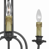 Benzara 3 Bulb Candle Style Uplight Chandelier with Metal Frame, Black and Brass BM223037 Black and Brass Glass and Metal BM223037