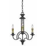 Benzara 3 Bulb Candle Style Uplight Chandelier with Metal Frame, Black and Brass BM223037 Black and Brass Glass and Metal BM223037