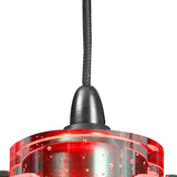 Benzara 1.2 Watt LED Hanging Ceiling Lamp with Cylindrical Glass Shade, Red BM223045 Red Metal and Glass BM223045