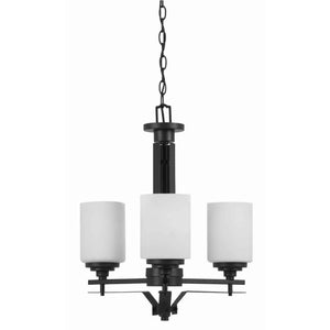 Benzara 3 Bulb Uplight Chandelier with Metal Frame and Glass Shade, Black and White BM223047 Black and White Glass and Metal BM223047