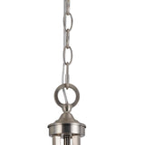 Benzara 3 Bulb Uplight Chandelier with Metal Frame and Glass Shades,Silver and White BM223048 Silver and White Metal and Glass BM223048