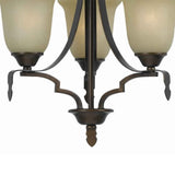 Benzara 3 Bulb Uplight Chandelier with Metal Frame and Glass Shade,Bronze and Beige BM223050 Bronze and Beige Glass and Metal BM223050