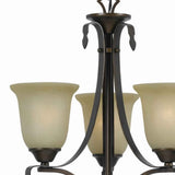 Benzara 3 Bulb Uplight Chandelier with Metal Frame and Glass Shade,Bronze and Beige BM223050 Bronze and Beige Glass and Metal BM223050