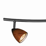 Benzara 3 Light 120V Metal Track Light Fixture with Glass Shade, Black and Brown BM223053 Black, Brown Metal, Glass BM223053