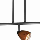 Benzara 3 Light 120V Metal Track Light Fixture with Glass Shade, Black and Brown BM223053 Black, Brown Metal, Glass BM223053