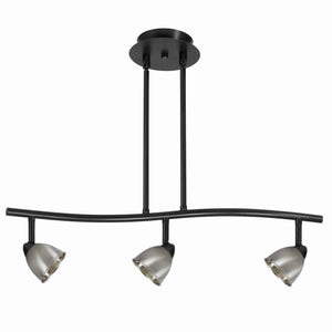 Benzara 3 Light 120V Metal Track Light Fixture, Black and Silver BM223054 Black, silver Metal BM223054