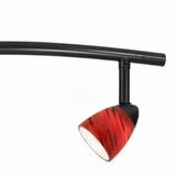 Benzara 3 Light 120V Metal Track Light Fixture with Glass Shade, Black and Red BM223055 Black, Red Metal, Glass BM223055