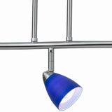 Benzara 3 Light 120V Metal Track Light Fixture with Glass Shade, Silver and Blue BM223058 Silver, Blue Metal, Glass BM223058