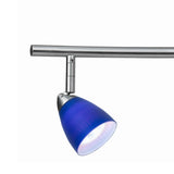 Benzara 3 Light 120V Metal Track Light Fixture with Glass Shade, Silver and Blue BM223058 Silver, Blue Metal, Glass BM223058