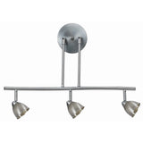 Benzara 3 Light 120V Metal Track Light Fixture with Round Shade, Silver BM223060 Silver Metal BM223060