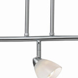 Benzara 3 Light 120V Metal Track Light Fixture with Glass Shade, White and Silver BM223062 White, Silver Metal, Glass BM223062