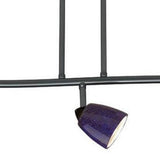 Benzara 3 Light 120V Metal Track Light Fixture with Glass Shade, Black and Blue BM223066 Black, Blue Metal, Glass BM223066