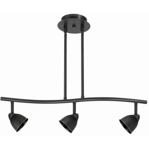 Benzara 3 Light 120V Metal Track Light Fixture with Round Shade, Black BM223067 Black Metal BM223067