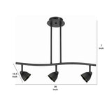 Benzara 3 Light 120V Metal Track Light Fixture with Round Shade, Black BM223067 Black Metal BM223067