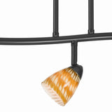 Benzara 3 Light 120V Metal Track Light Fixture with Glass Shade, Black and Yellow BM223068 Black, Yellow Metal, Glass BM223068